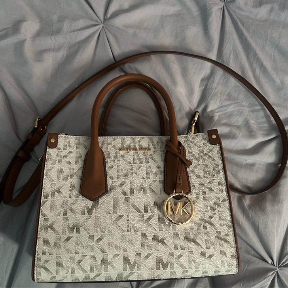 Michael Kors Signature Brown and Cream Satchel